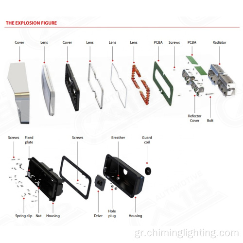 16 &quot;*7 &#39;12-24V LED Προβολέας προβολέας Συναρμολογεί φορτηγό Φως Dot SAE Highlow Beam Position Light Amber Turning Truck